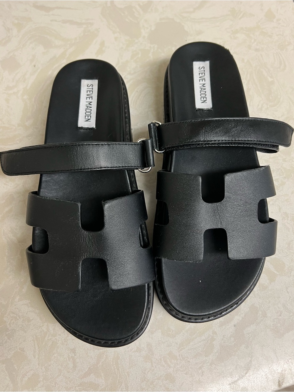 Steve Madden Black Platform Slide Sandals for Women - Picture 11 of 15